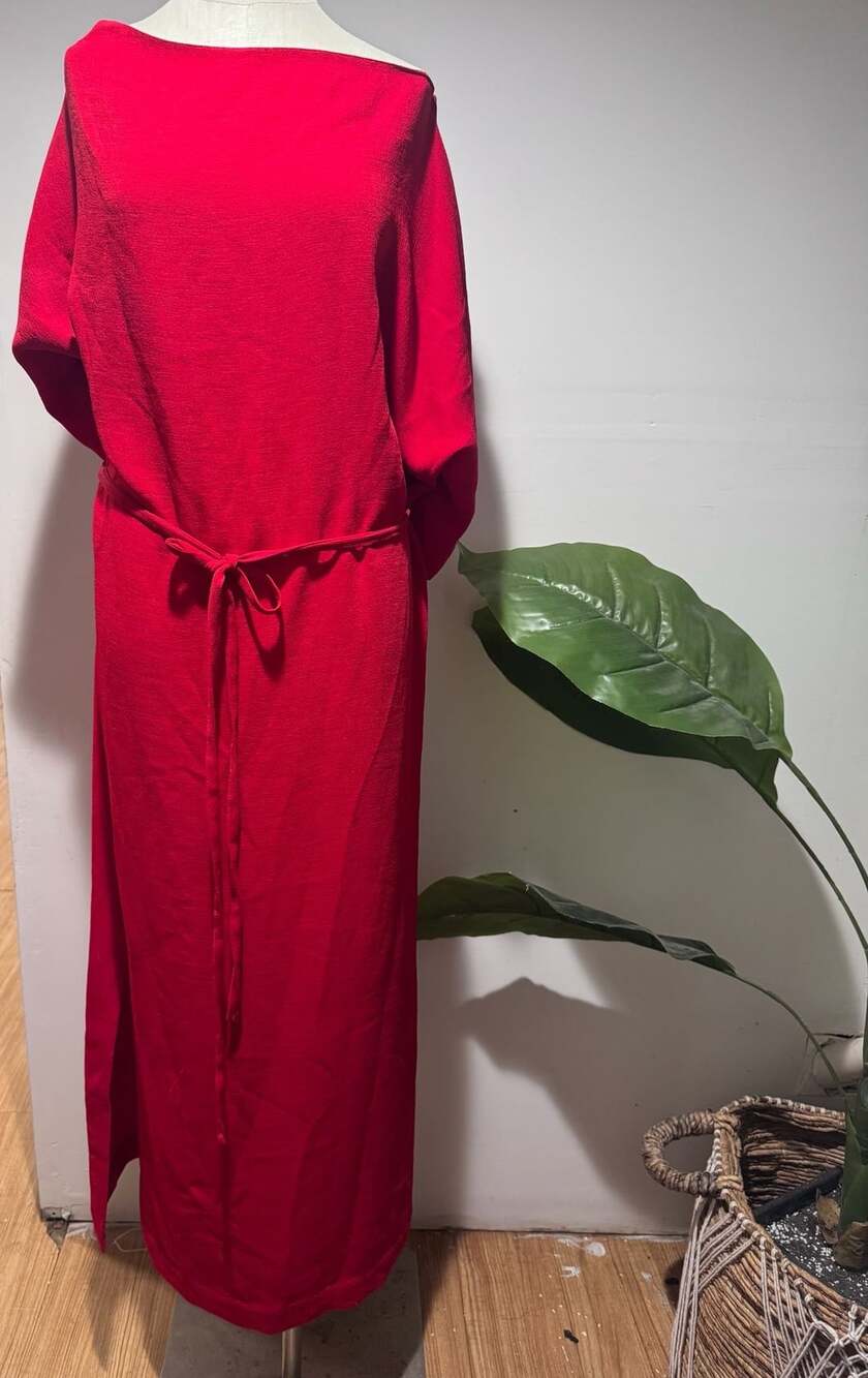Zara ZW Collection Red Long Belted Dress NWT Size XL $109 Retail